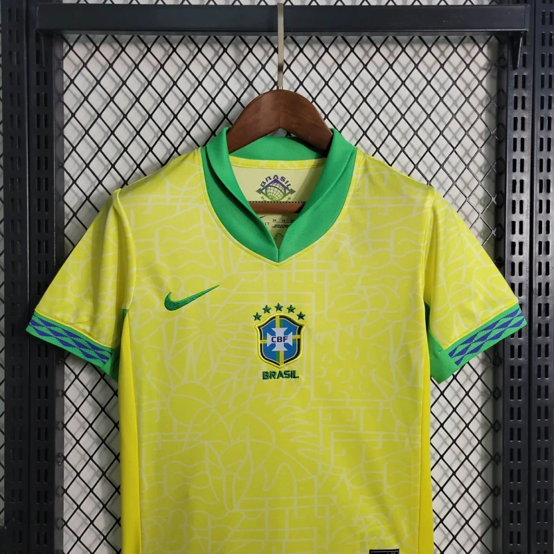 2024 Brazil Home Football Shirt Kids