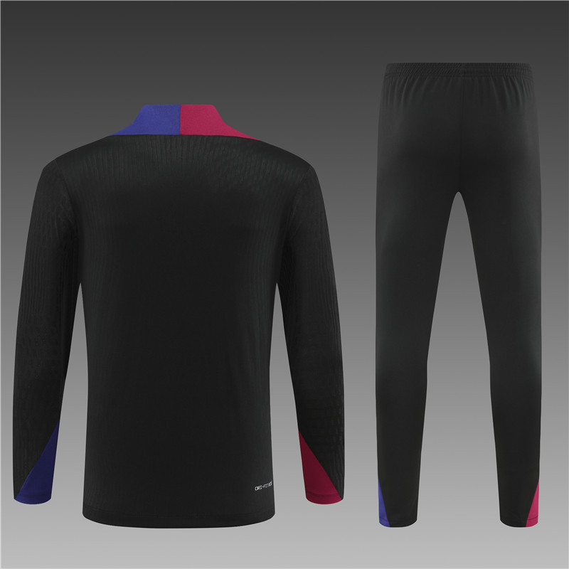 2024/2025 Player Edition Barcelona Pre-match Jersey Black Half-zip training suit Football Jersey