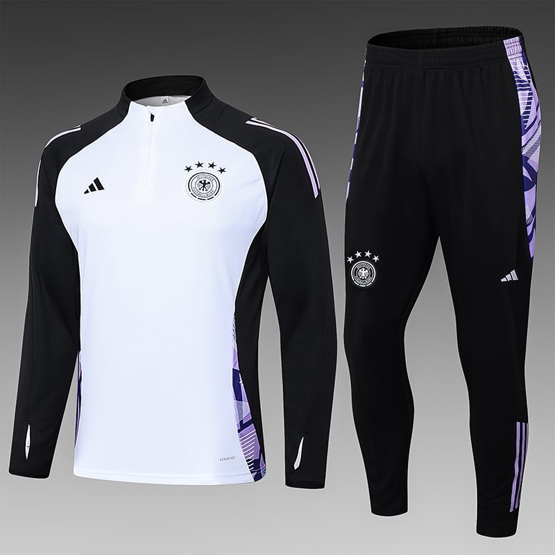 2024 Germany Half-Pull Training Suit White Football Shirt
