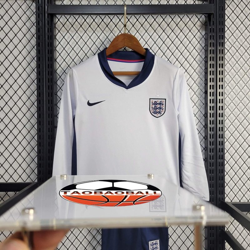 2024 Long Sleeve England Home Football Shirt Kids