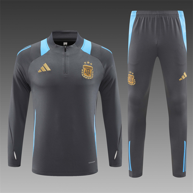 2024/2025 Player Edition Argentina Pre-match Dark Grey Half-zip training suit Football Jersey