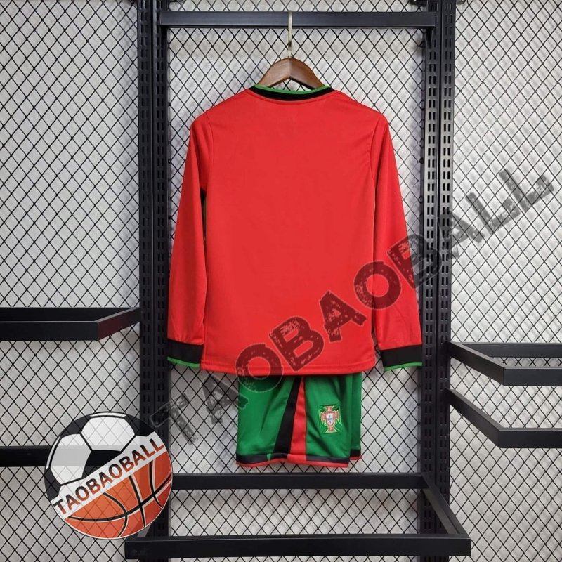 2024 Long Sleeve Portugal Home Football Shirt Kids