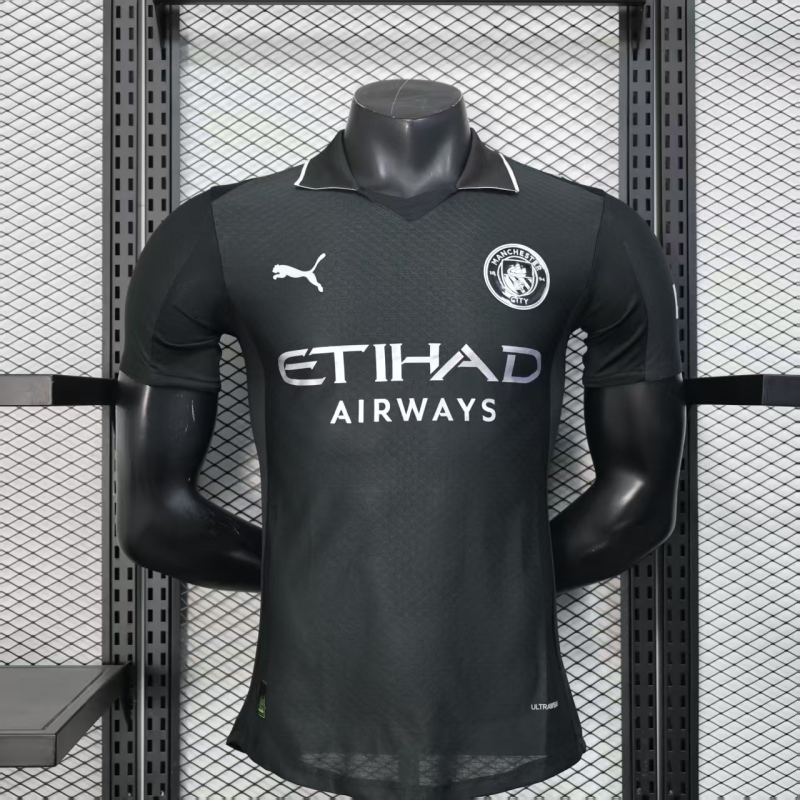 2025/26 Manchester City Authentic Black Football Shirt