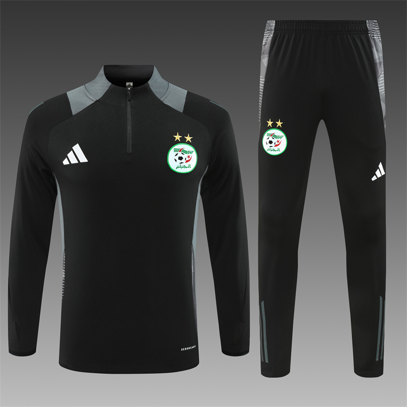 2024/2025 Player Edition Algeria Pre-Match Black Half-zip training suit Football Jersey