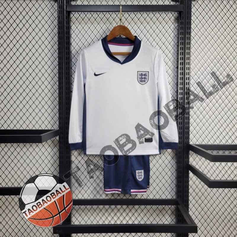 2024 Long Sleeve England Home Football Shirt Kids