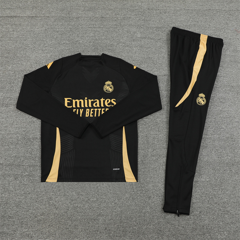 2024/2025 Player Edition Real Madrid Match Jersey Black & Gold Half-zip training suit Football Jersey
