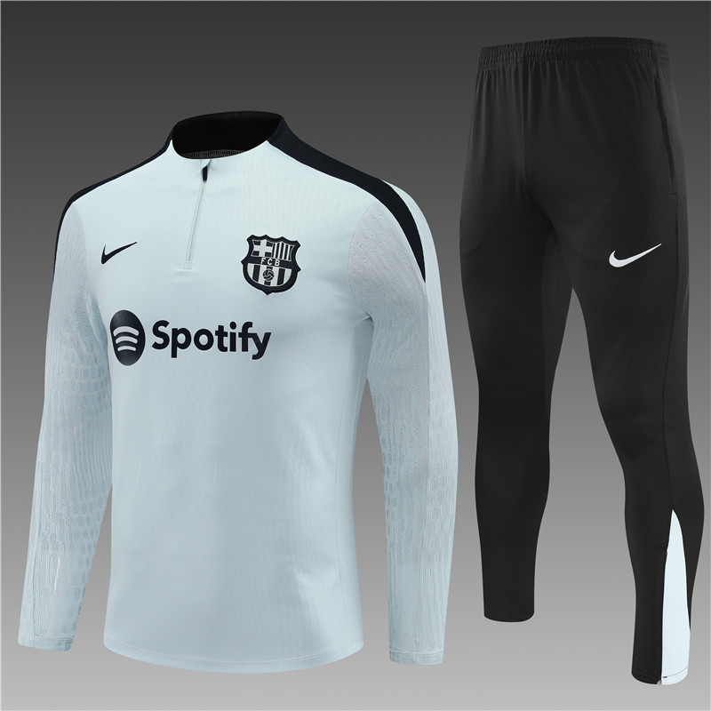 2024/2025 Player Edition Barcelona Prematch Jersey Light Grey Half-zip training suit Football Jersey