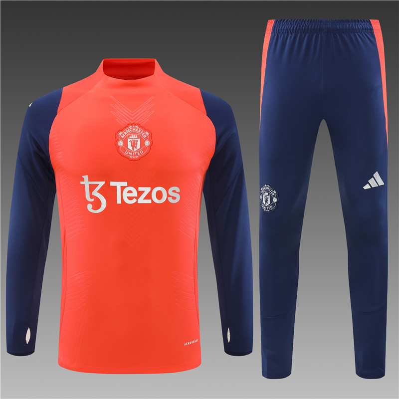 2024/2025 Player Edition Manchester United orange-red Half-zip training suit Football jerseys