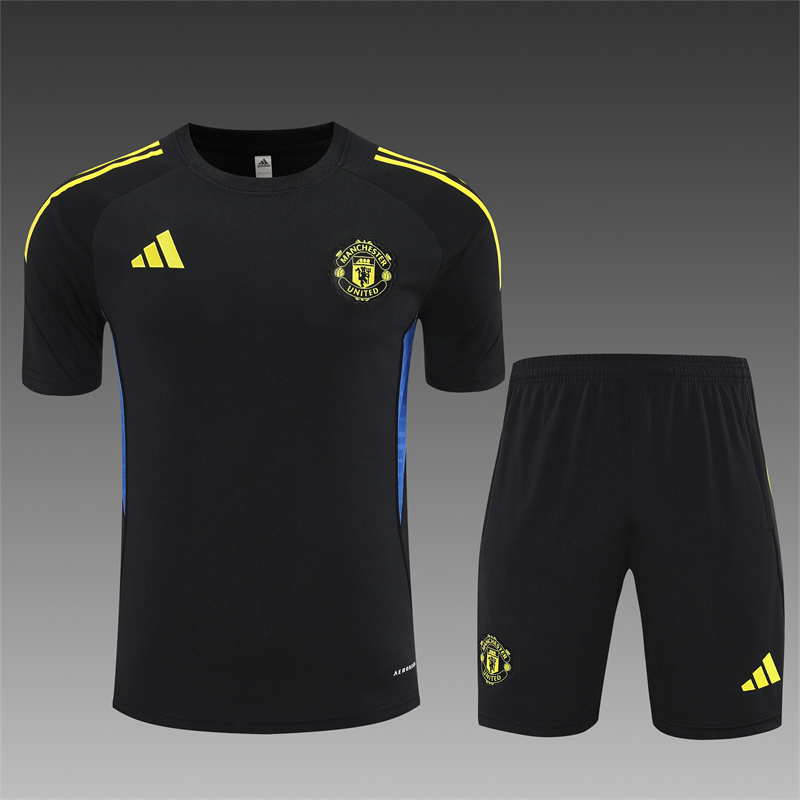 2025/26 short sleeve Manchester United black training suit(child size)