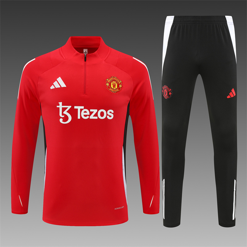 2024/2025 For Players Edition Manchester United Red Half-zip training suit Football Jersey
