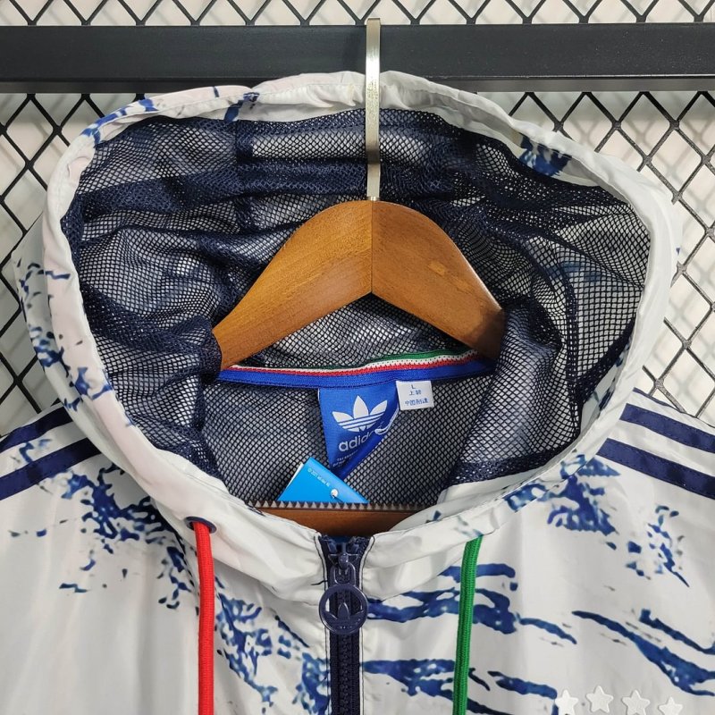 2023/2024 Italy Windbreaker（White-Navy blue）Football Shirt