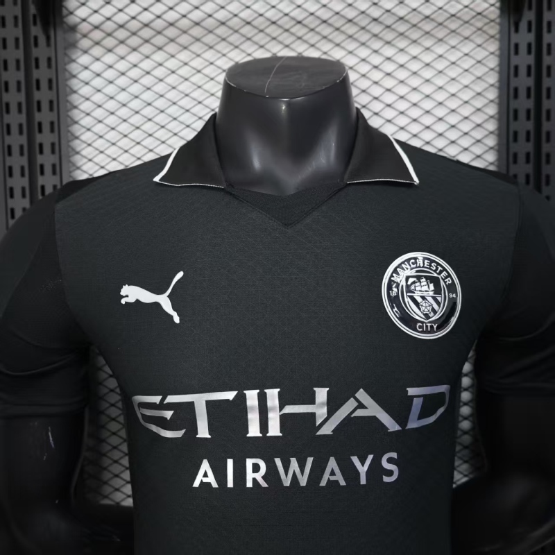 2025/26 Manchester City Authentic Black Football Shirt