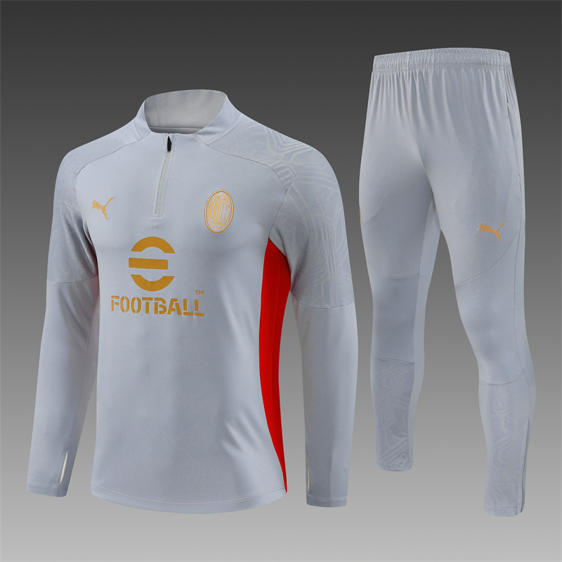 2024/2025 Player Edition AC Pre-Match Shirt Grey Half-zip training suit Football Jersey