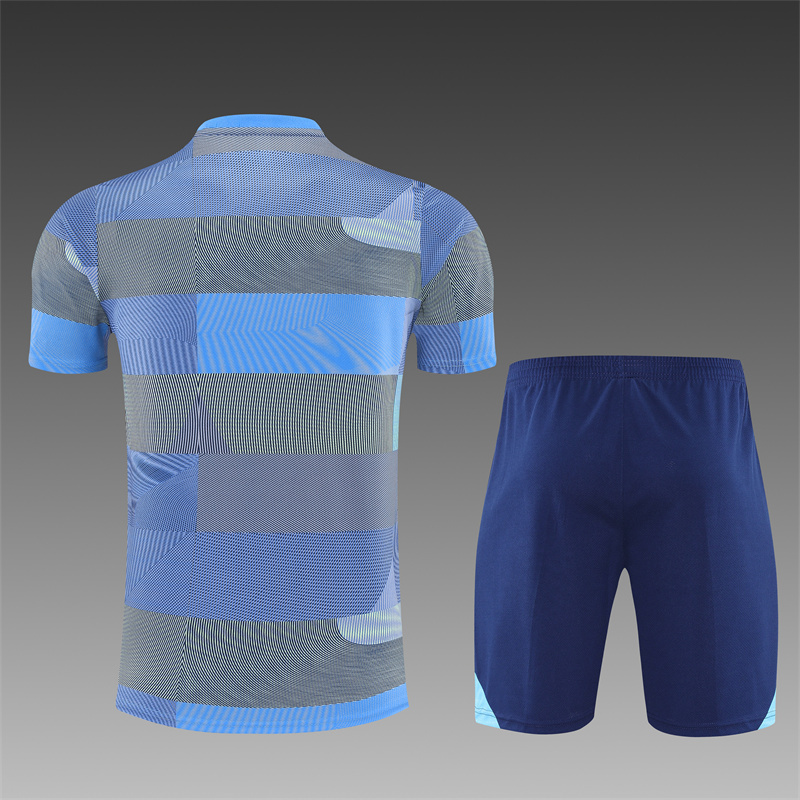 2025/26 short-sleeved Real Madrid light blue camouflage training suit