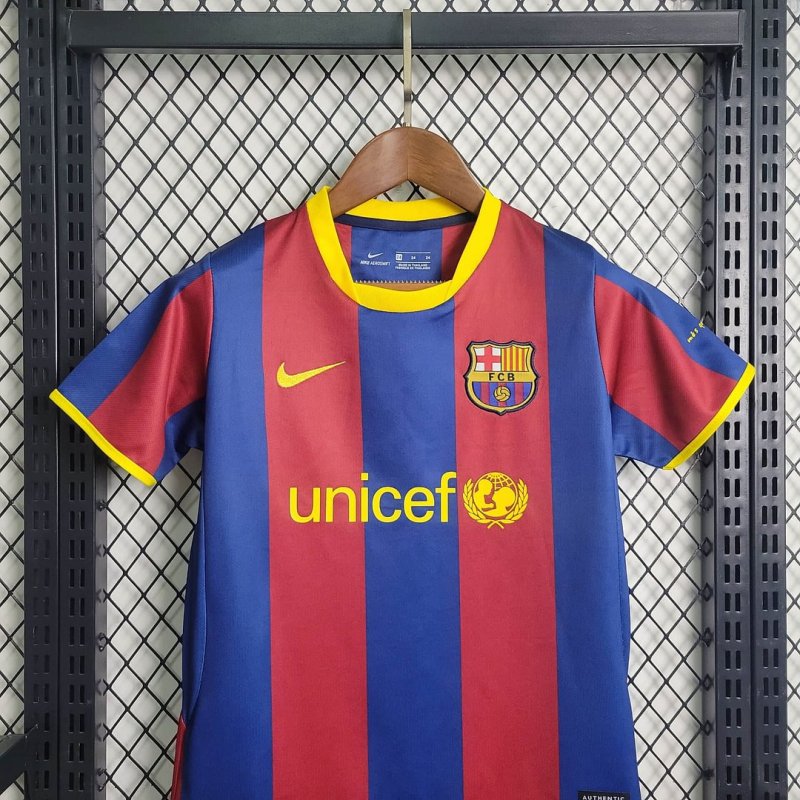 20102011 Retro Barcelona Home Football Shirt Kids Size