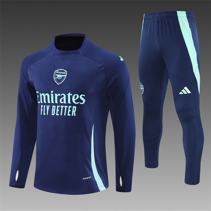 2024/2025 Players Edition Arsenal Pre-Match Royal Blue Half-zip training suit Football Jersey