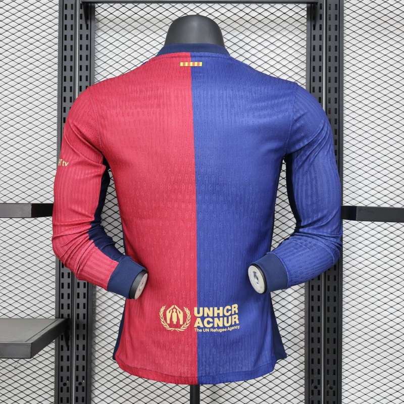 2024/2025 Player Edition Barcelona Home Long Sleeve Football Jersey