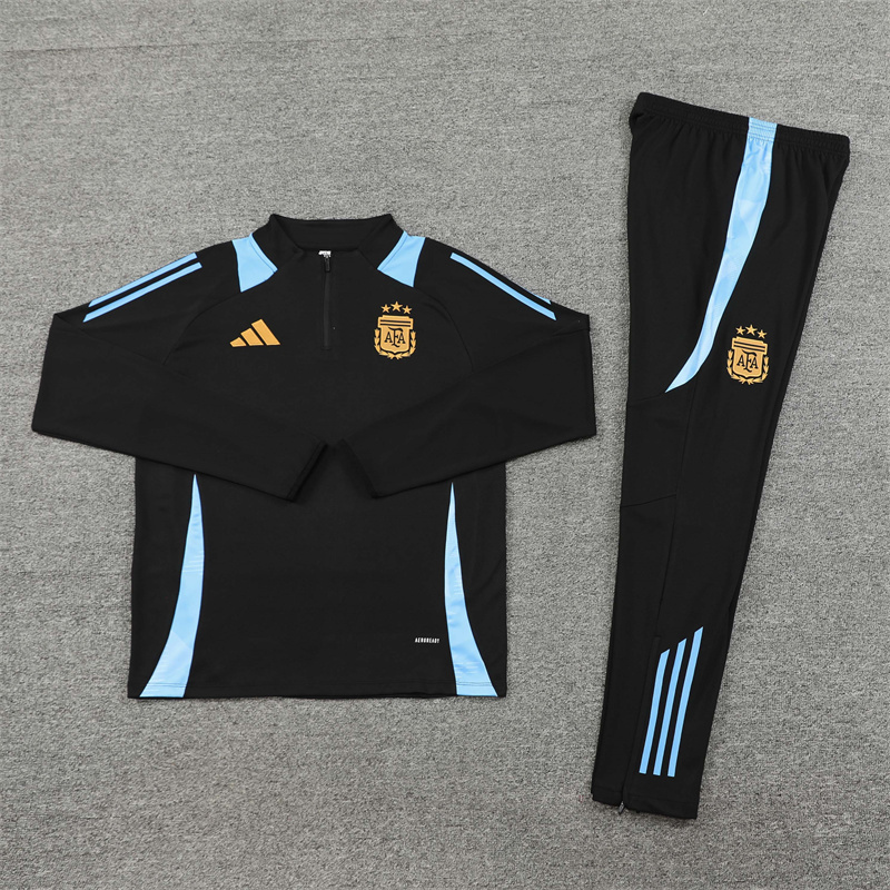 2024/2025 Player Edition Argentina Pre-match Black Half-zip training suit Football Jersey