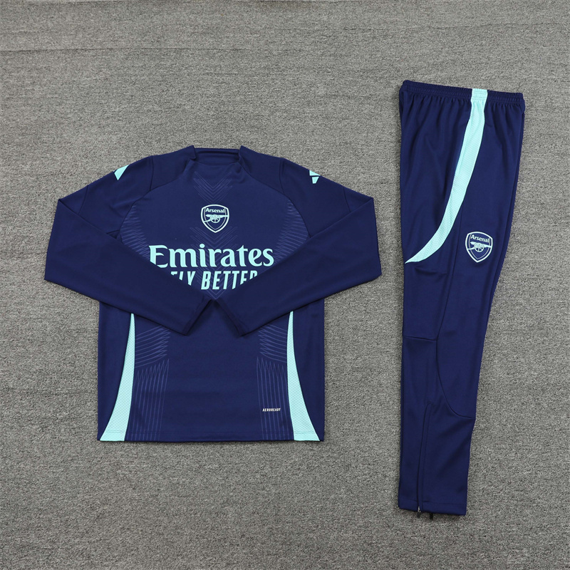 2024/2025 Players Edition Arsenal Pre-Match Royal Blue Half-zip training suit Football Jersey