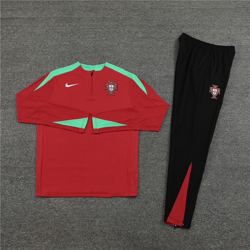 2024/2025 Jersey Edition Portugal Prematch Jersey Red Half-zip training suit Football Jersey