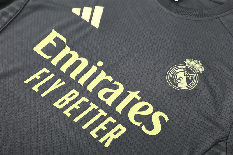 2025/26 short sleeve Real Madrid dark grey training suit(Kids Size)
