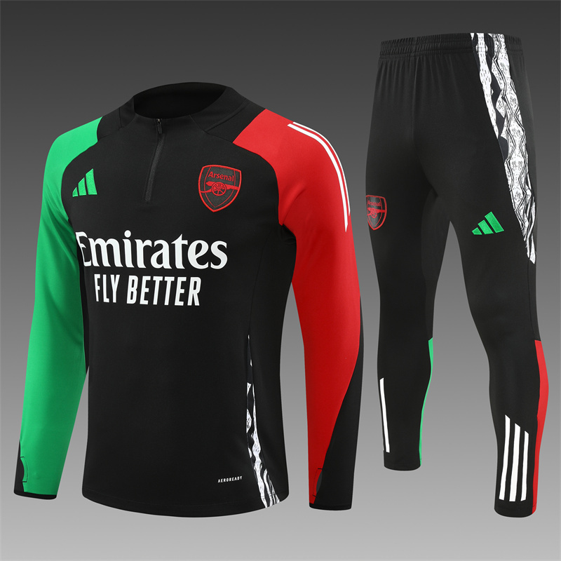 2024/2025 Players Edition Arsenal Pre-Match Black Half-zip training suit Football Jersey