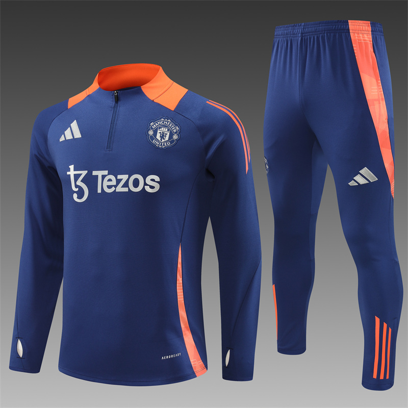 2024/2025 Player Edition Manchester United royal blue Half-zip training suit Football jerseys