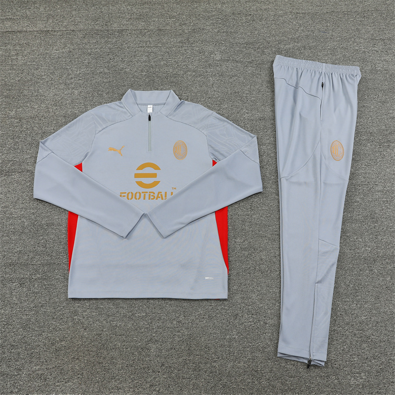 2024/2025 Player Edition AC Pre-Match Shirt Grey Half-zip training suit Football Jersey