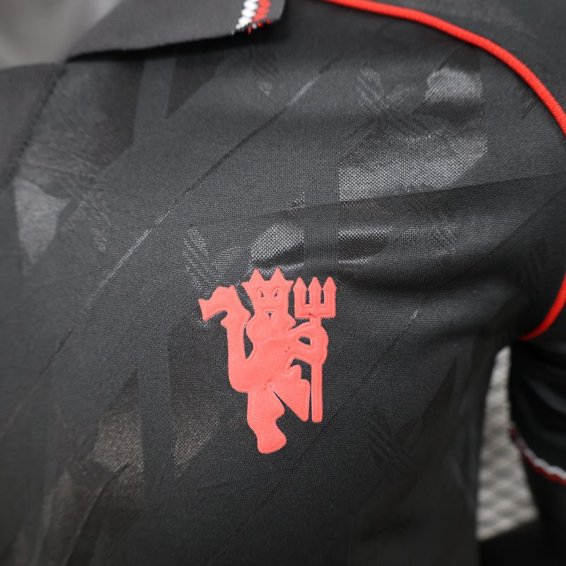 retro Manchester United black soccer jersey