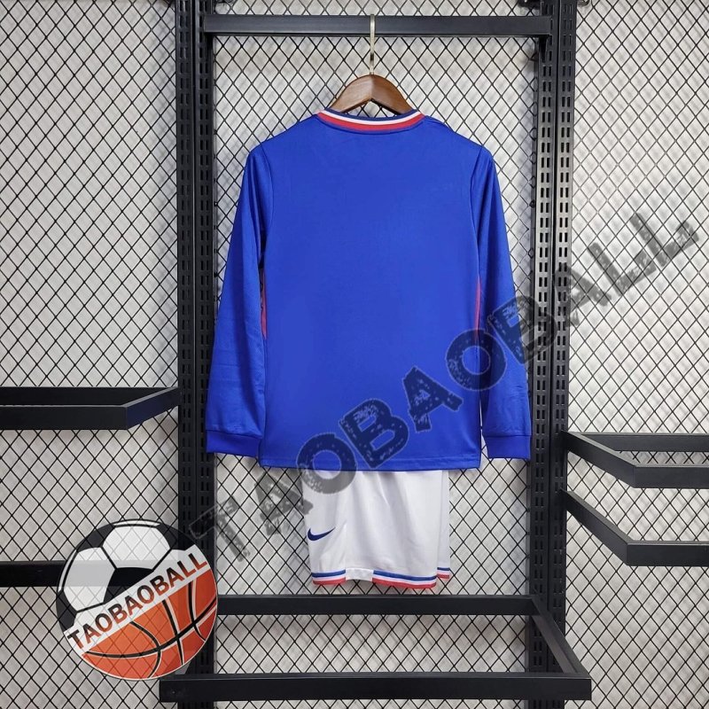 2024 Long Sleeve France Home Football Shirt Kids Size