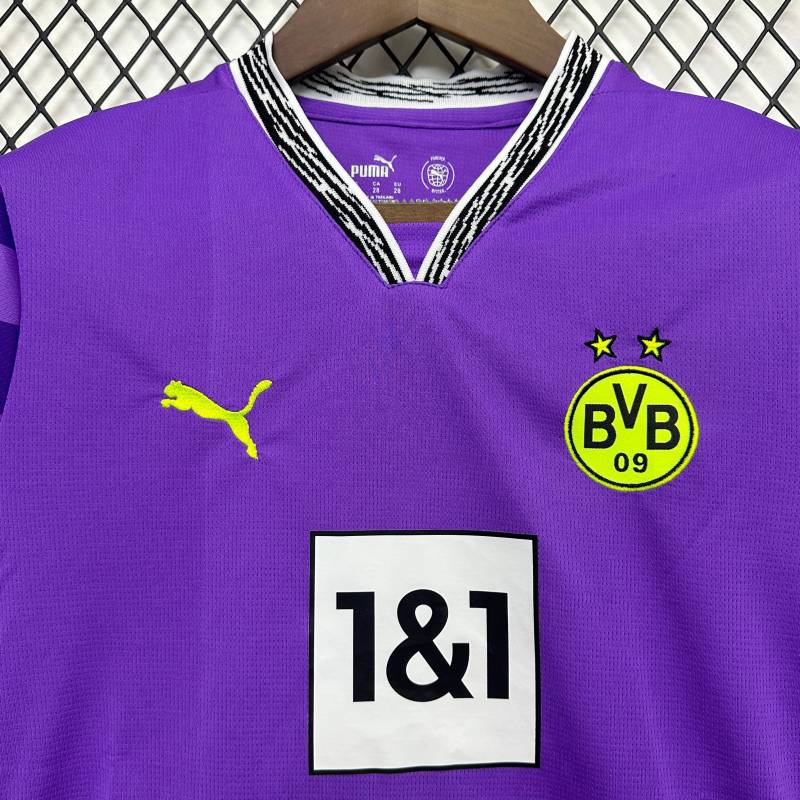 2025/26 Dortmund goalkeeper purple jersey kids kit