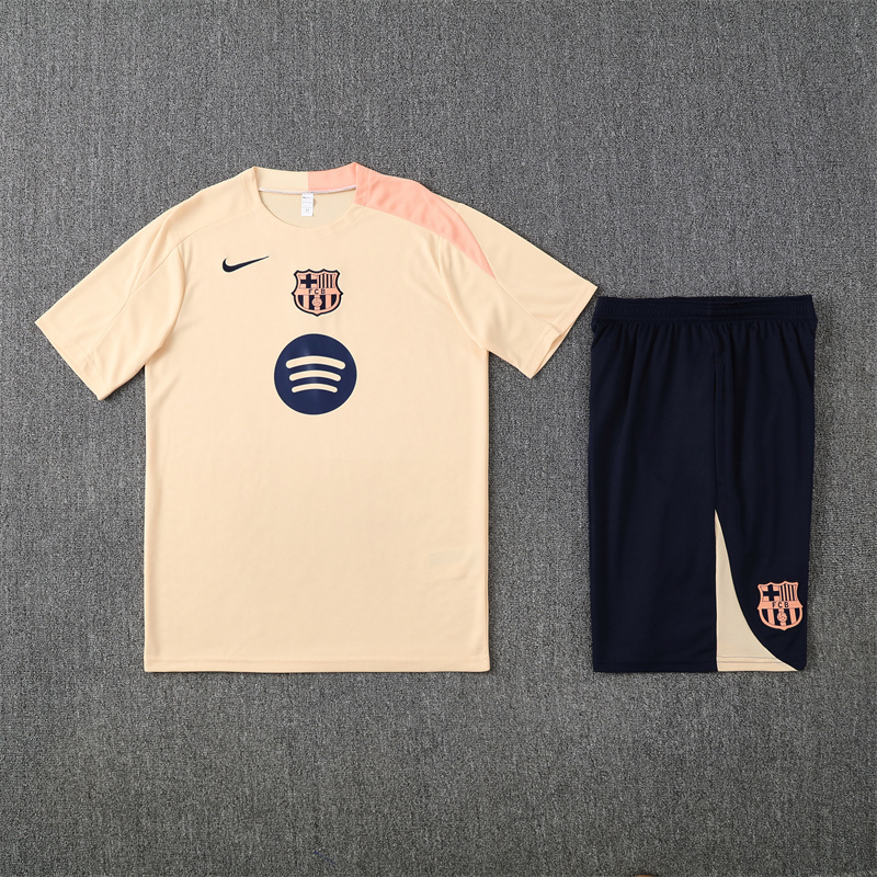 2025/26 short-sleeved Barcelona beige training suit
