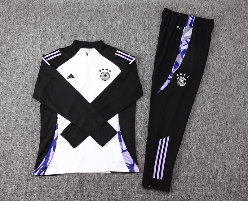 2024 Germany Half-Pull Training Suit White Football Shirt