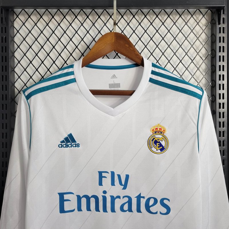 2017/2018 Retro Long Sleeve Real Madrid Home Football Shirt