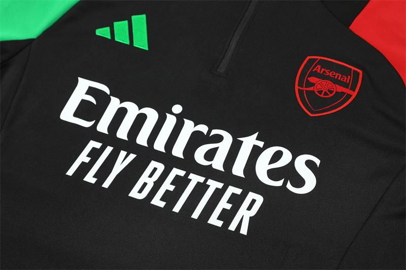 2024/2025 Players Edition Arsenal Pre-Match Black Half-zip training suit Football Jersey