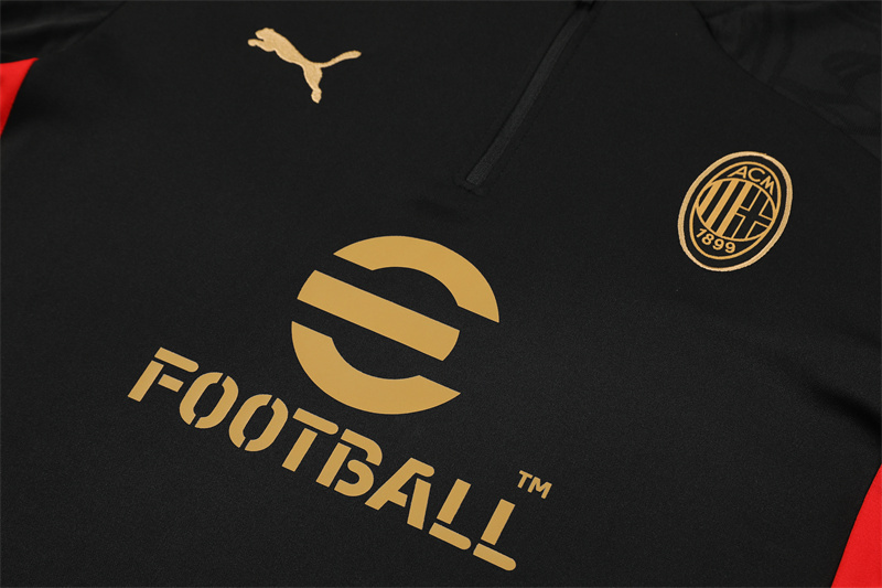 2024/2025 Player Edition AC Pre-Match Jersey Black Half-zip training suit Soccer Jersey