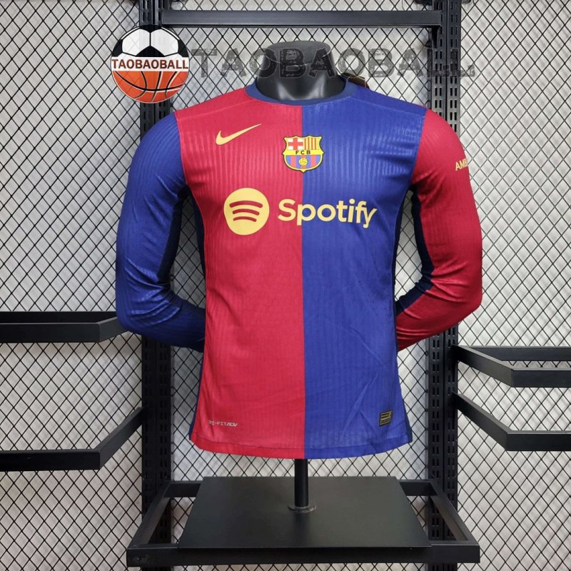 2024/2025 Long Sleeve Player Version Barcelona Home Football Shirt