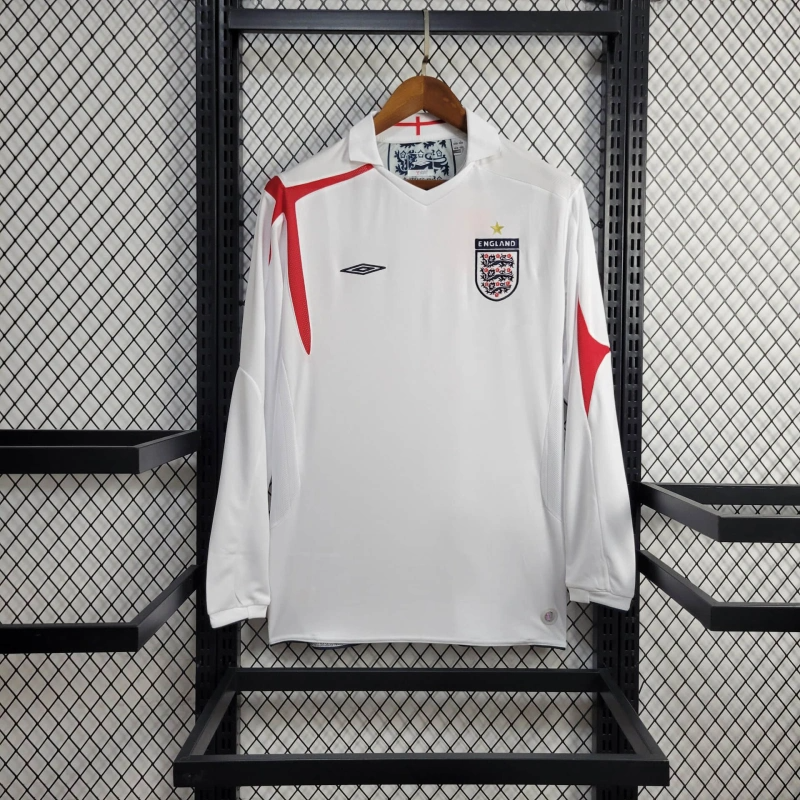 2006 Retro Long Sleeve England Home Football Shirt