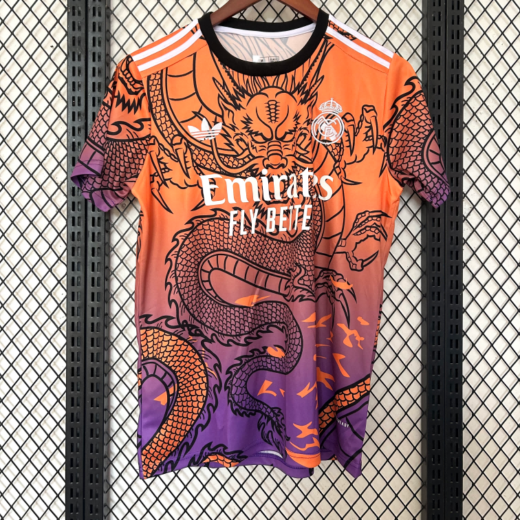 2025/2026 Real Madrid Dragon Orange Fan Edition Football Shirt