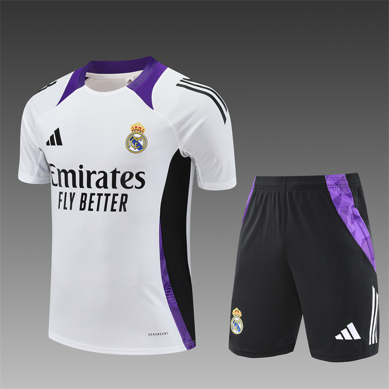 2024/25 short-sleeved Real Madrid white and purple training suit