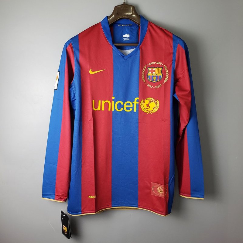 2007/2008 Retro Long Sleeve Barcelona Home Football Shirt