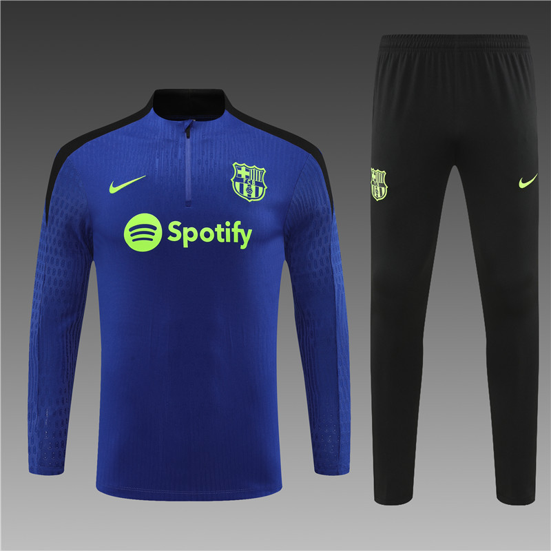 2024/2025 Player Edition Barcelona Pre-match Jersey Colour Blue Half-zip training suit Football Jersey