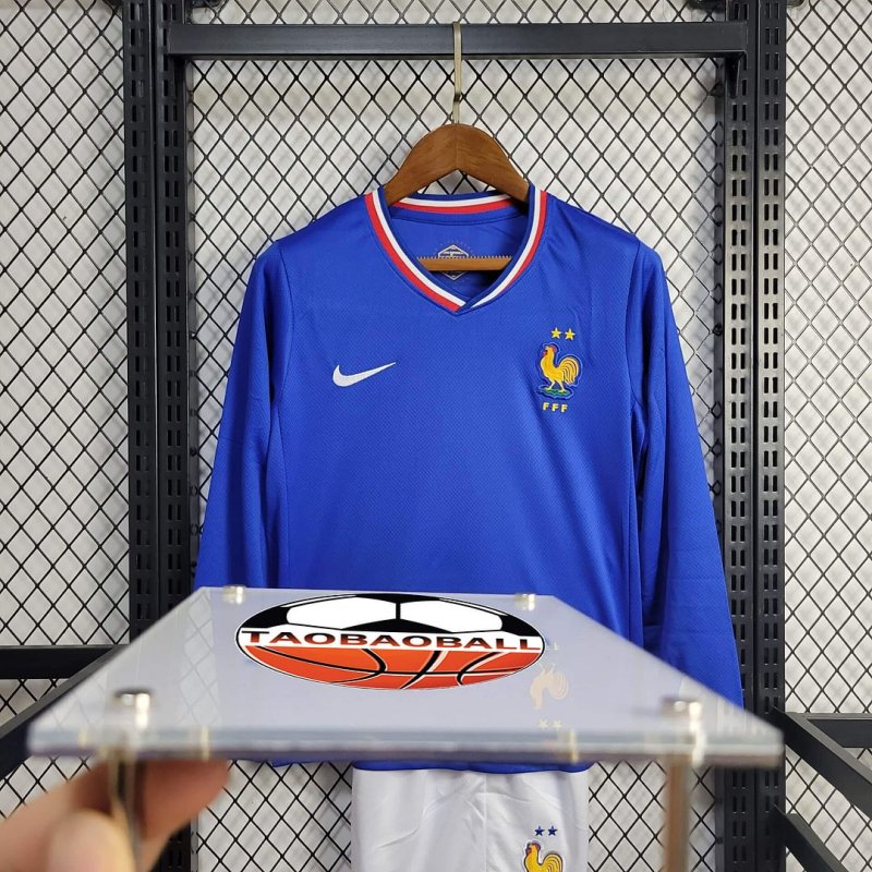 2024 Long Sleeve France Home Football Shirt Kids Size