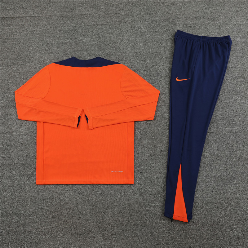 2024/2025 Player Edition Netherlands Pre-Match Jersey Orange Half-zip training suit Football Jersey