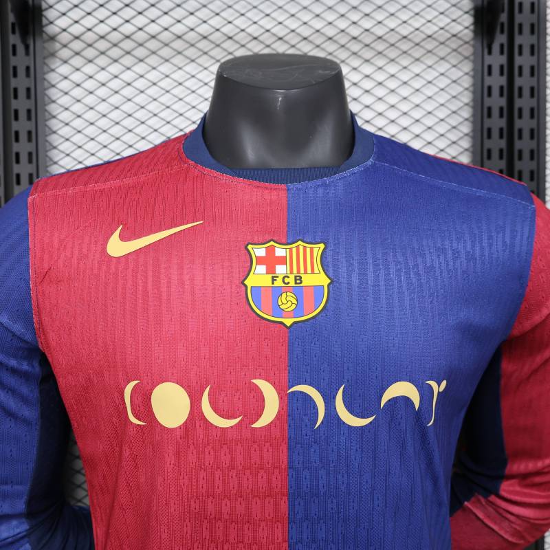 2024/2025 Player Edition Barcelona Home Long Sleeve Football Jersey