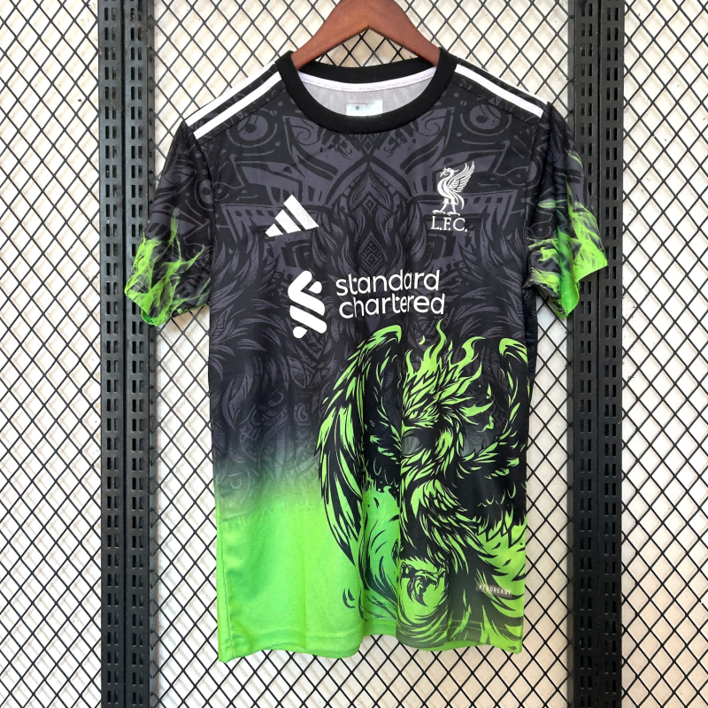 2025/2026 Liverpool FC Black and Green Fan Edition Football Shirt