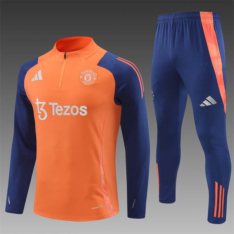 2024/2025 Player Edition Manchester United Orange Half-zip training suit  Football jerseys