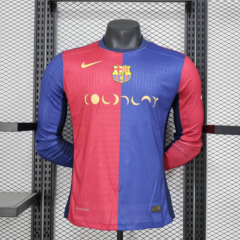 2024/2025 Player Edition Barcelona Home Long Sleeve Football Jersey