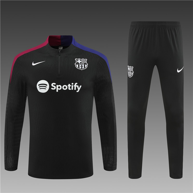 2024/2025 Player Edition Barcelona Pre-match Jersey Black Half-zip training suit Football Jersey