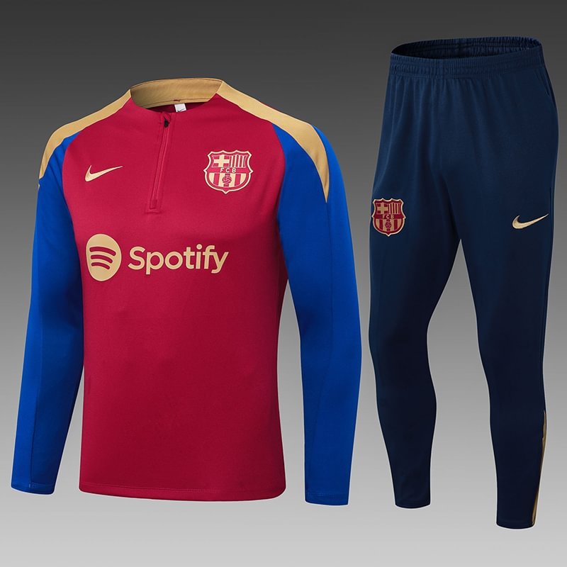 2024/2025 Barcelona Half-Pull Training Suit Red Blue Football Shirt